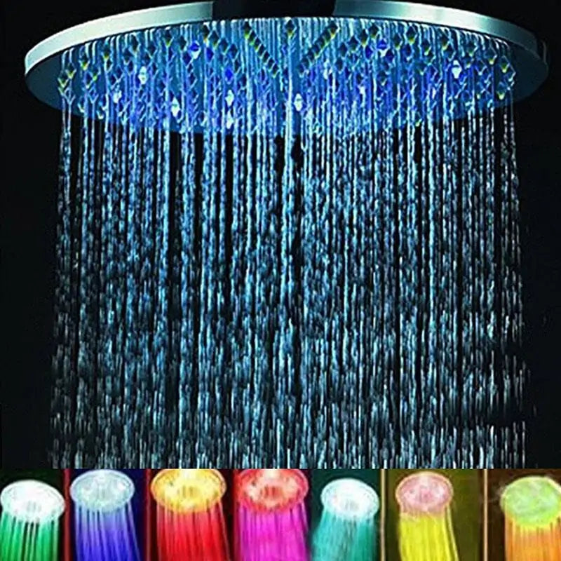 Modern RGB LED shower head with adjustable light settings for customized ambiance