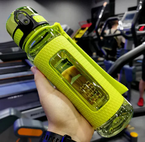 Leak-proof sports water bottle with secure lid for on-the-go use