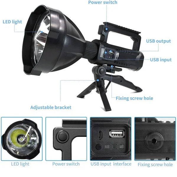 Ultra-bright portable flashlight with adjustable focus, ensuring clear illumination