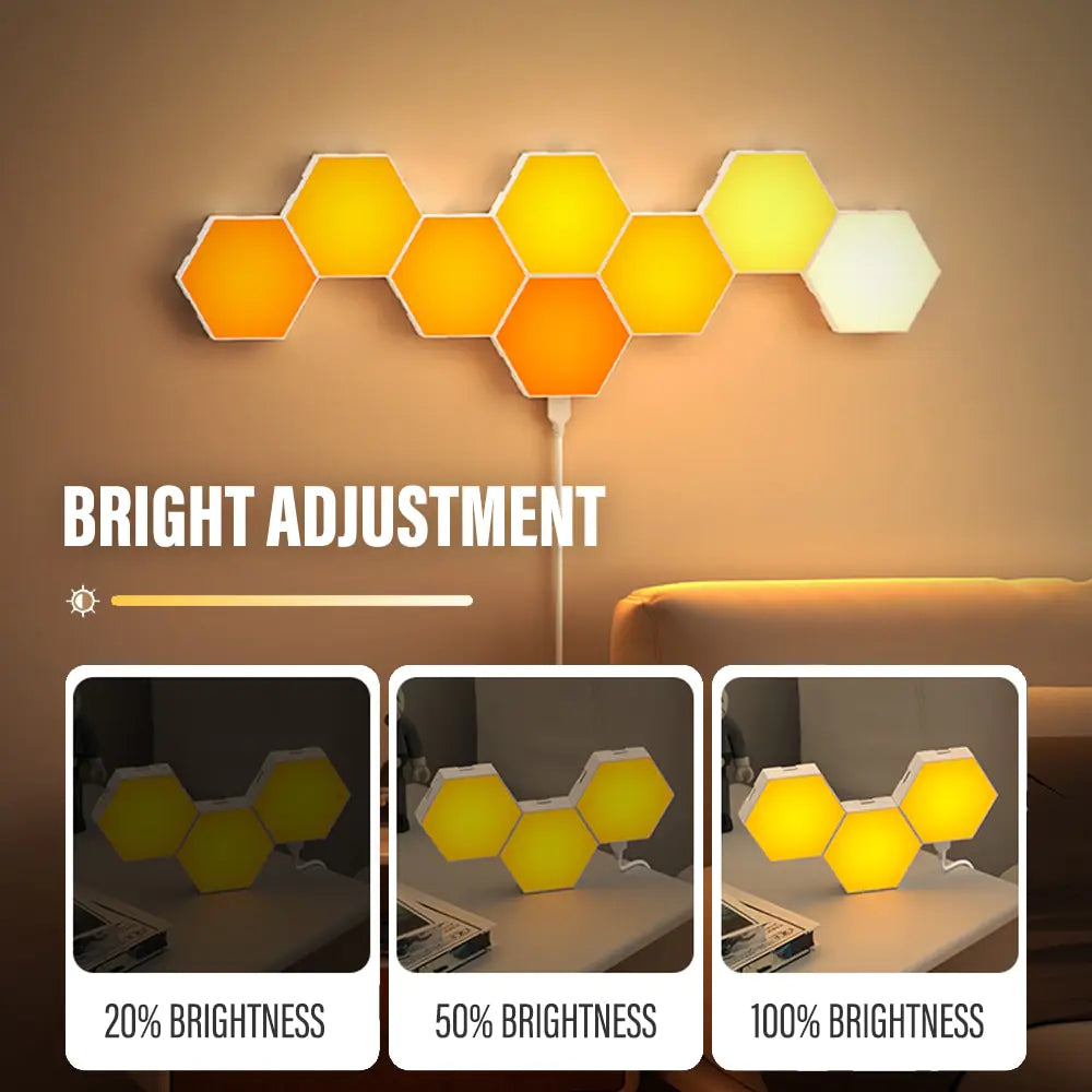 Modular LED Hexagon Light connect multiple panels for personalized lighting