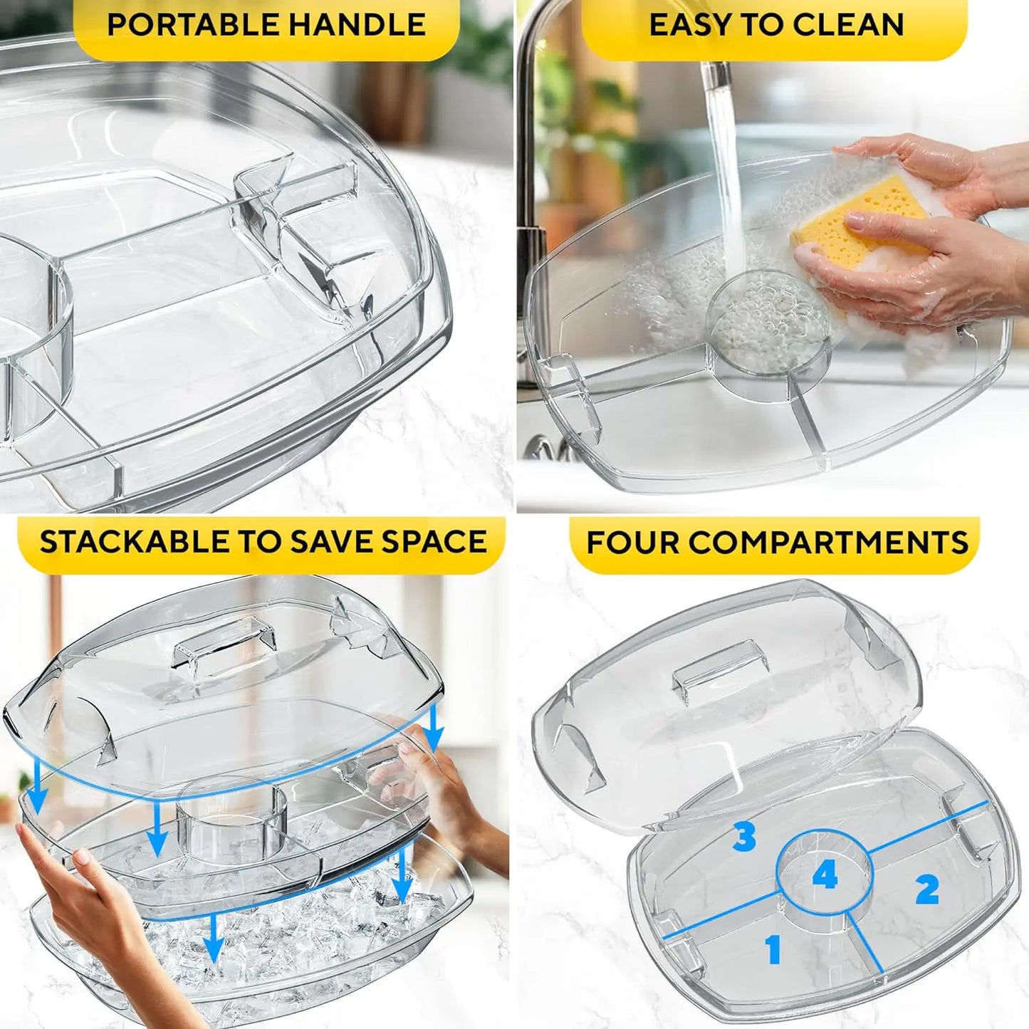 Party-Ready Cold Serving Tray with Ice to Keep Dishes Cool and Fresh