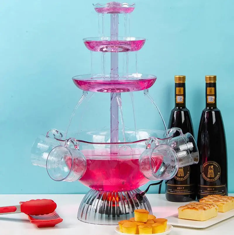 Multi-tier wine drink waterfall machine for a sophisticated beverage presentation