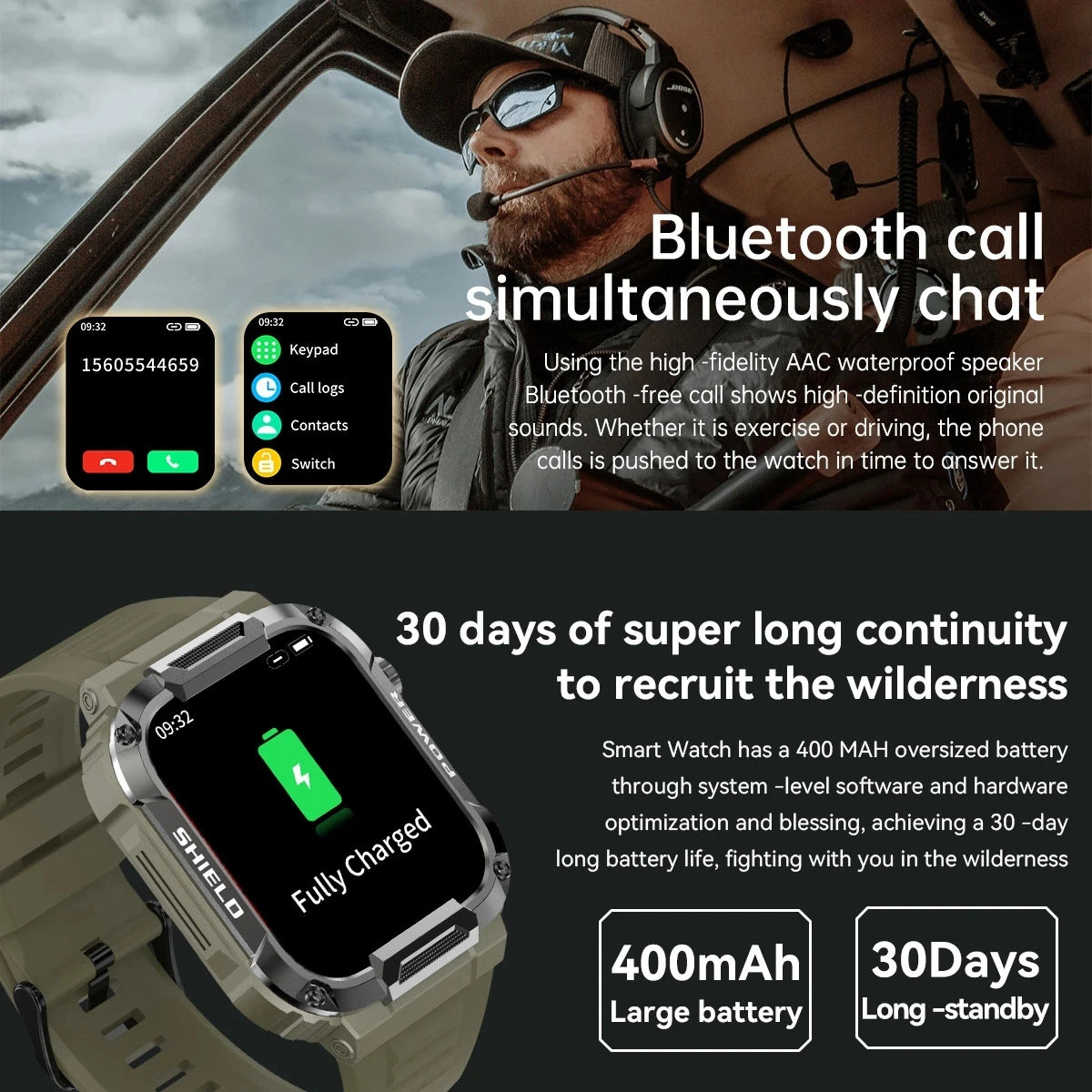 Tough military smart watch with advanced tracking and health monitoring features