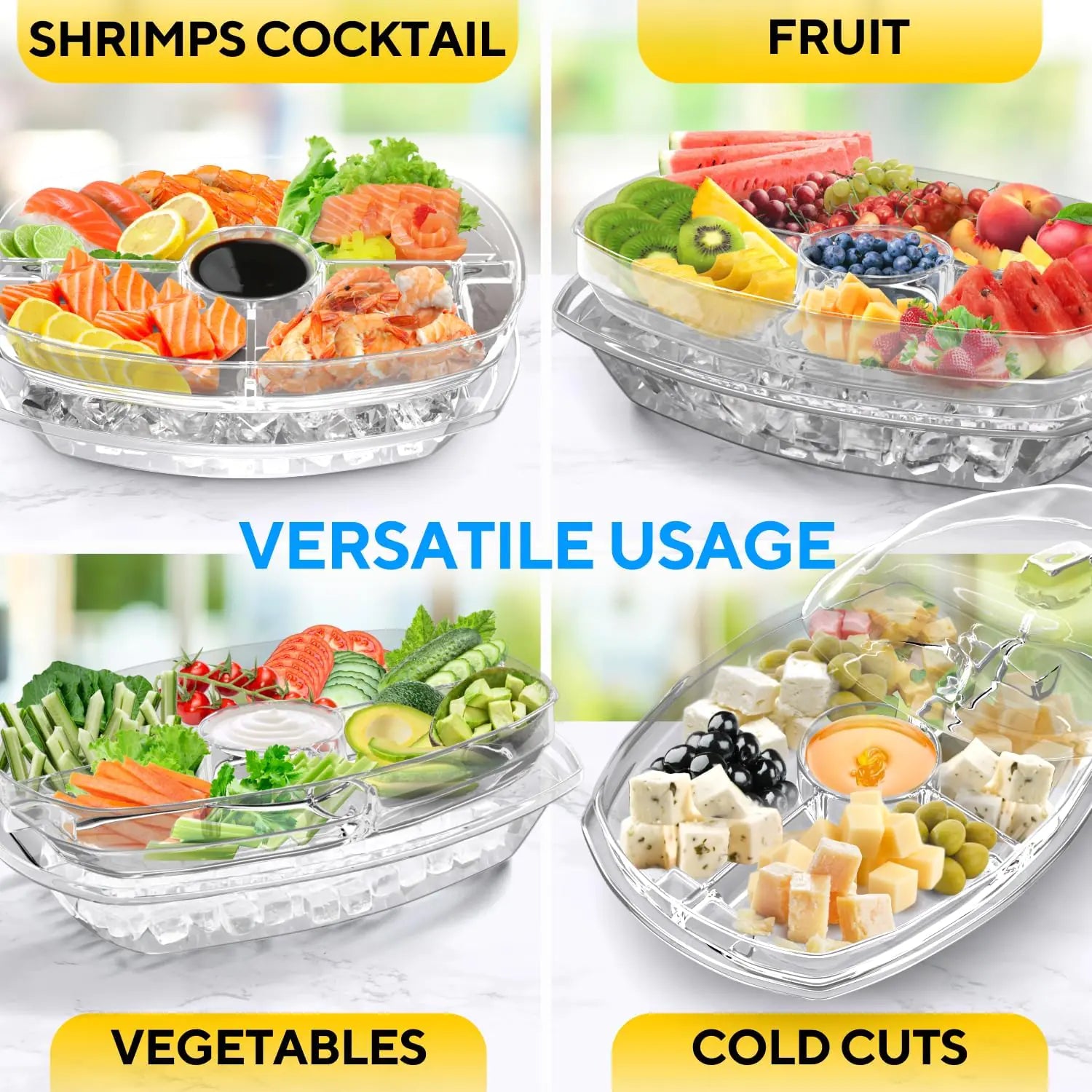 Premium Chilled Tray for Cold Food Presentation - Ideal for Parties and Buffets