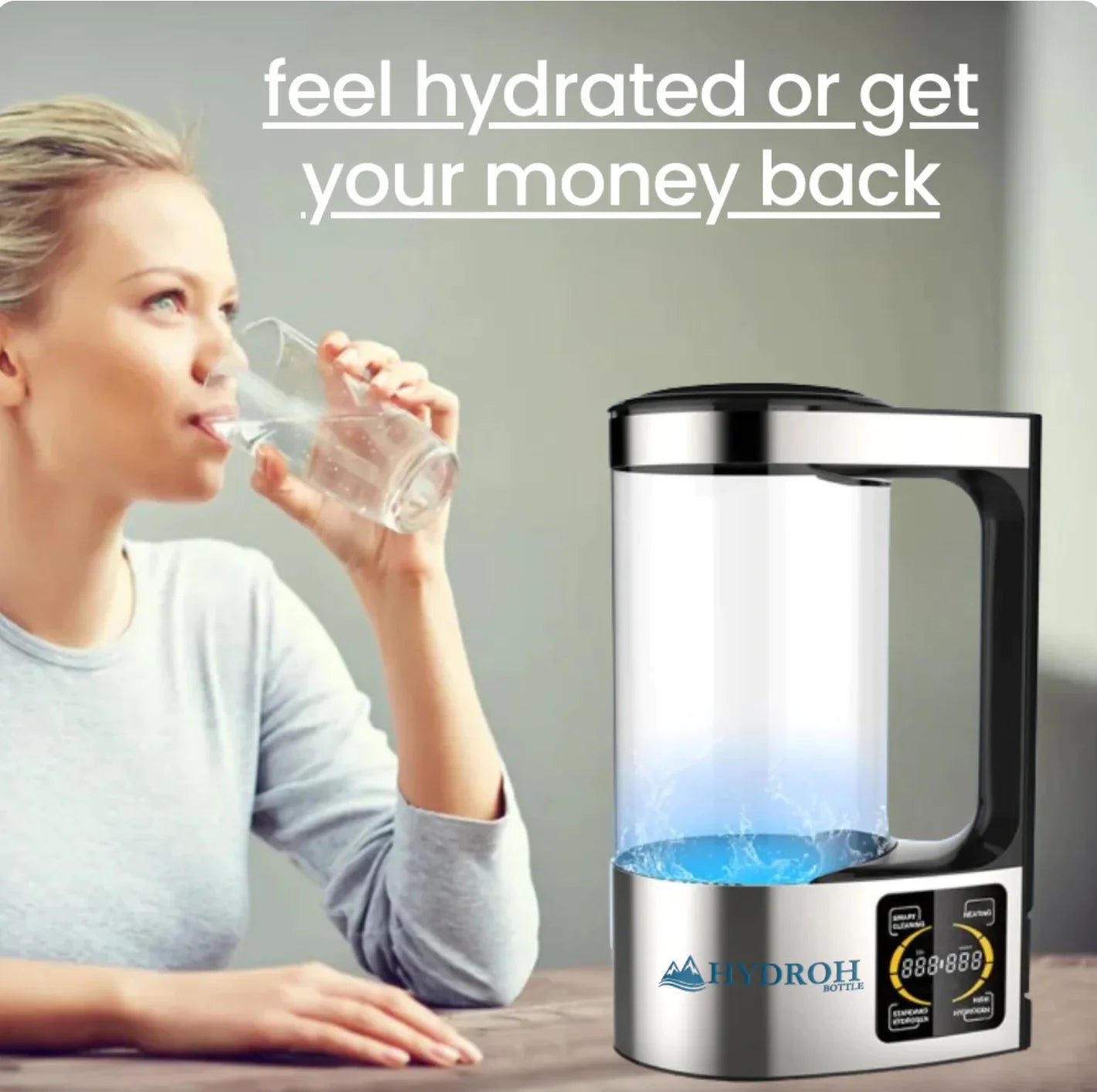 Easy-to-use hydrogen water pitcher, promoting wellness and valanced pH level with every pour