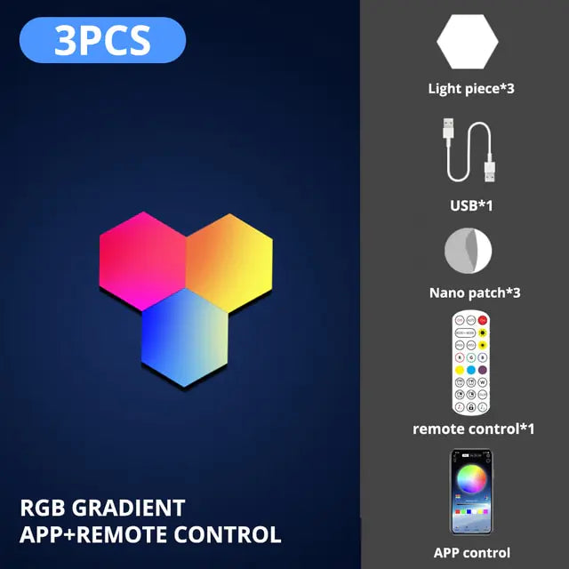 Remote-controlled LED Hexagon Light - convenient adjustments from any where