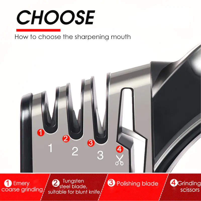 Compact knife sharpener, ideal designed for quick and easy sharpening in the kitchen