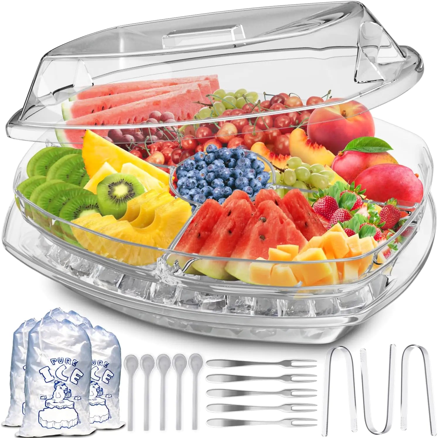 Chilled Serving Tray with Ice, Premium Cold Platter for Perfect Party Presentation