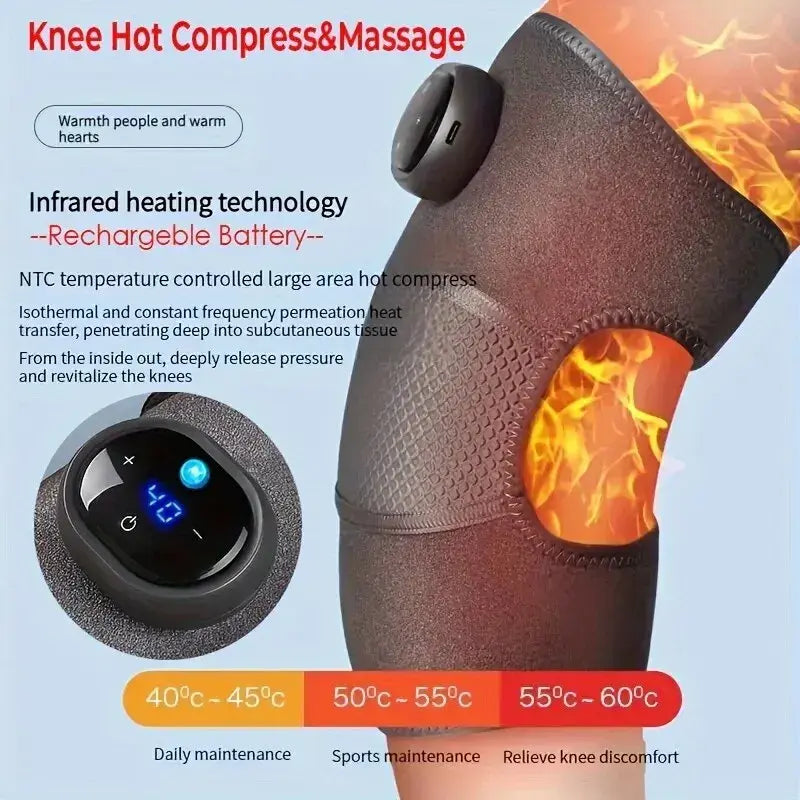 Electric heating knee pad with vibration, ideal for arthritis pain relief and recovery