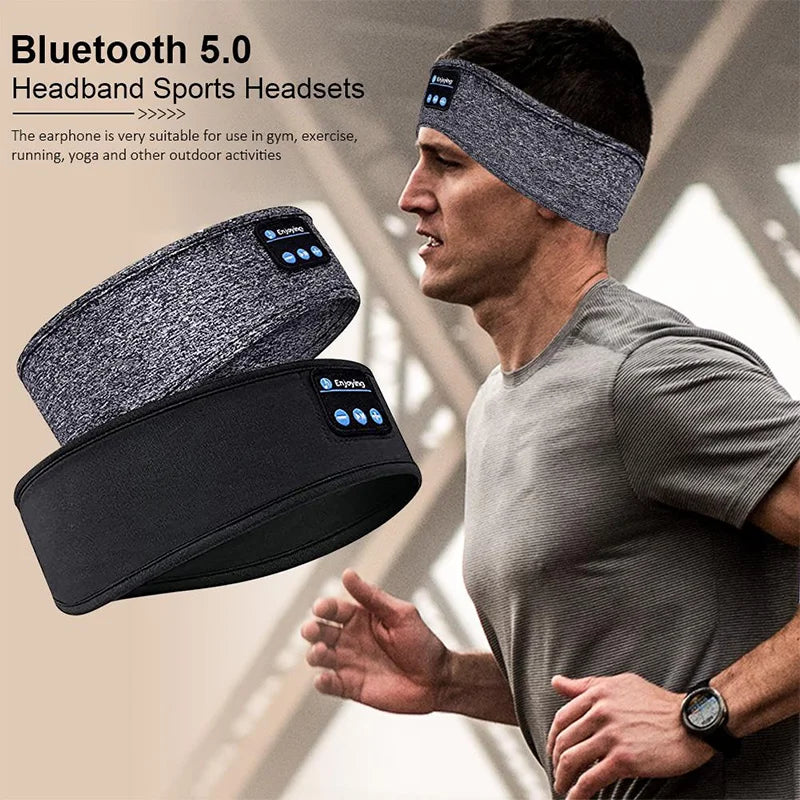 Wireless Bluetooth Sports Headband with Earbuds and Integrated Eye Mask