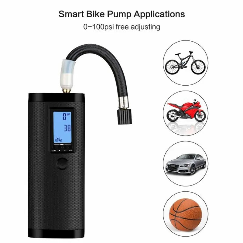 Portable smart electric bike inflator pump for quick and easy tire inflator