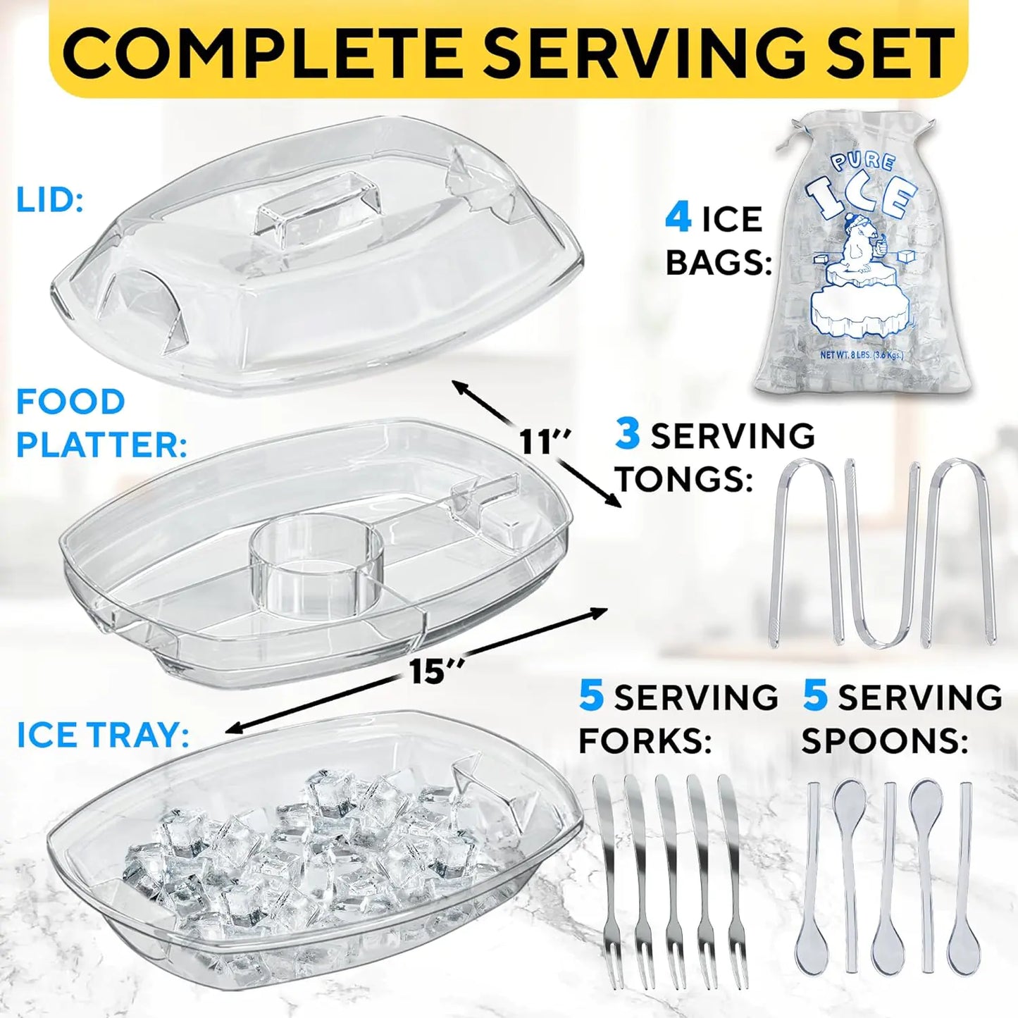 Elegant Chilled Serving Tray with Ice for Fresh Fruits, Seafoods, and Appetizers