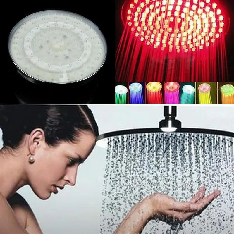 Shower head with built-in RGB LED lights for mood-enhancing shwers