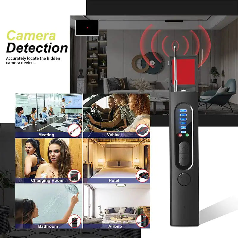 Full range anti-spy device for finding covert cameras in any environment