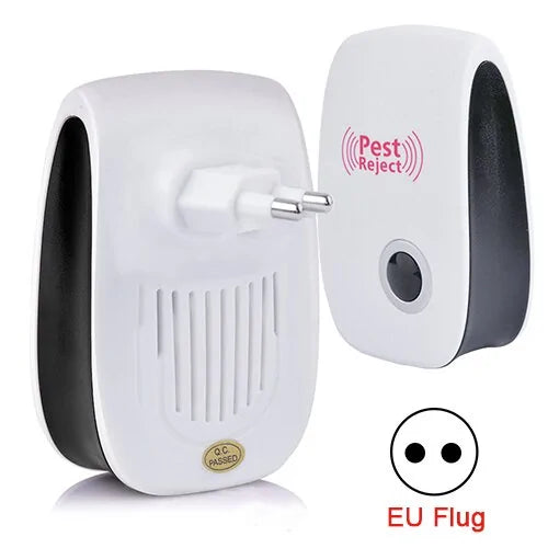 Compact ultrasonic repeller and mosquito lamp for effective and non toxic pest control