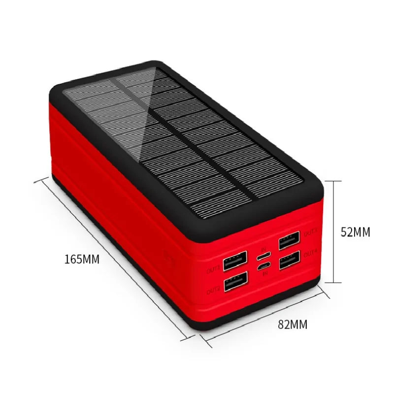 Dual charging solar power bank with USB ports for multiple devices