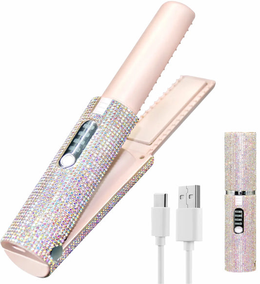 Compact and travel-friendly 2-in-1 hair straightener and curler.