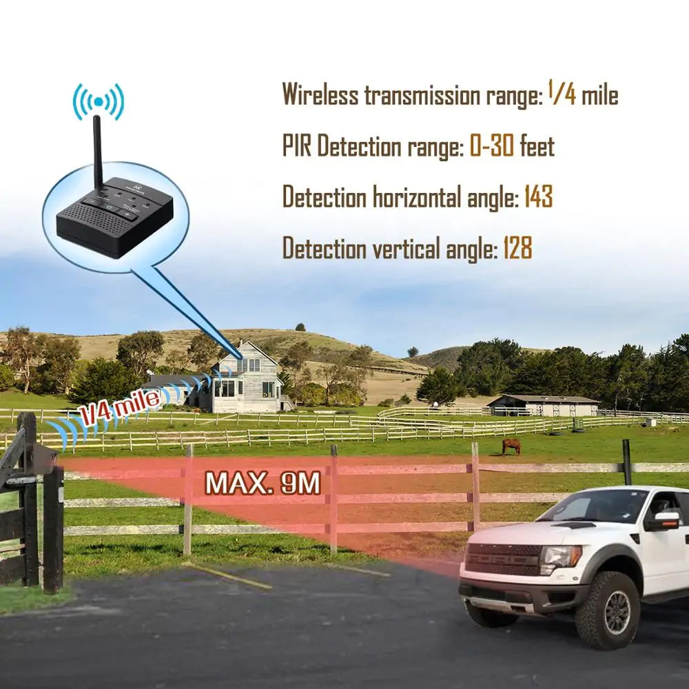 Durable driveway sensor with solar charging, perfect for remote areas and large properties