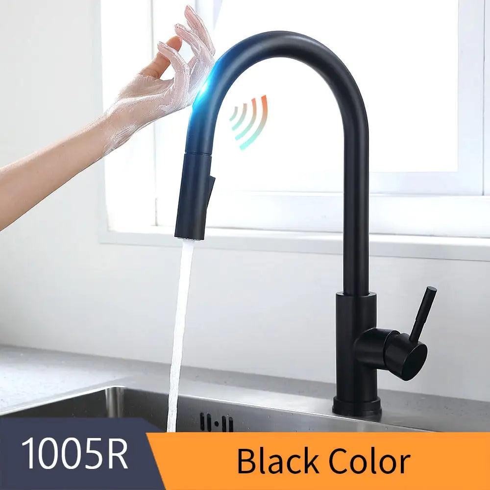 Smart kitchen faucet with touch activation, ideal for busy kitchens and easy water control