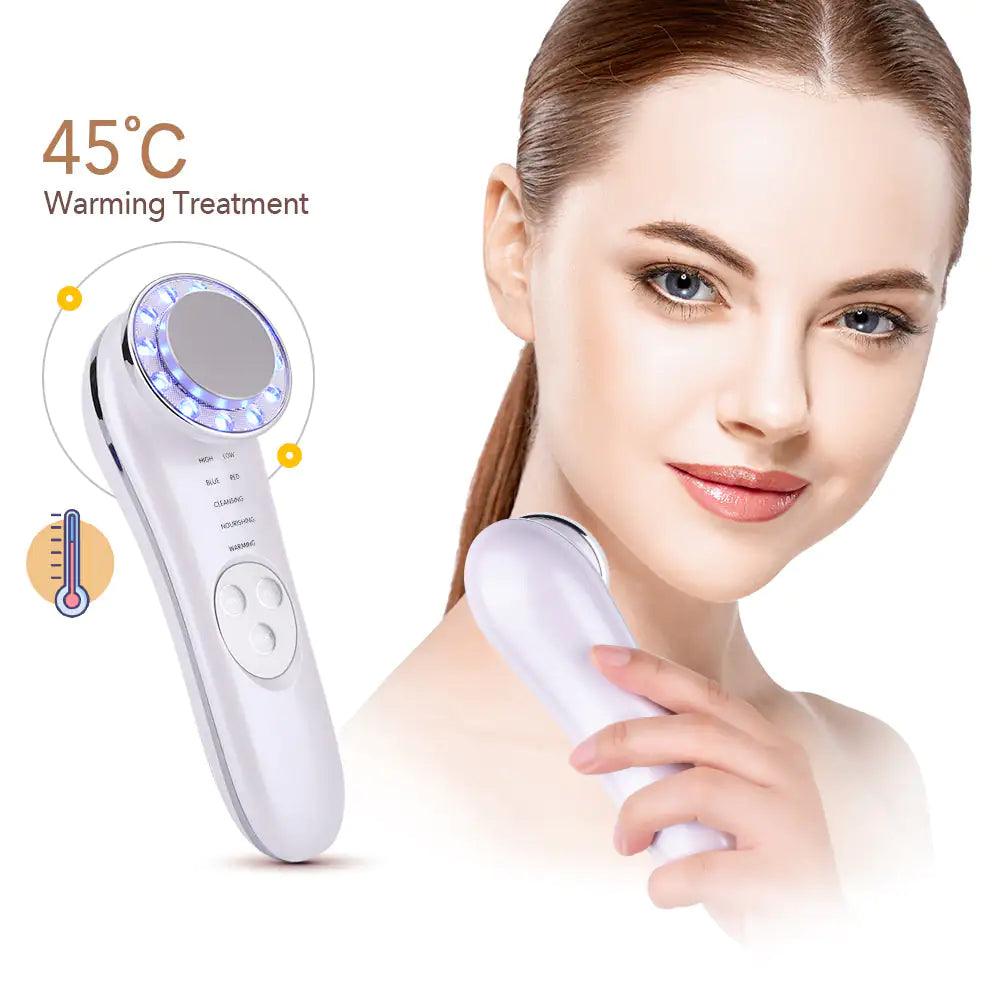 Portable 7-in-1 Facial massage device for on-the-go skin reatments