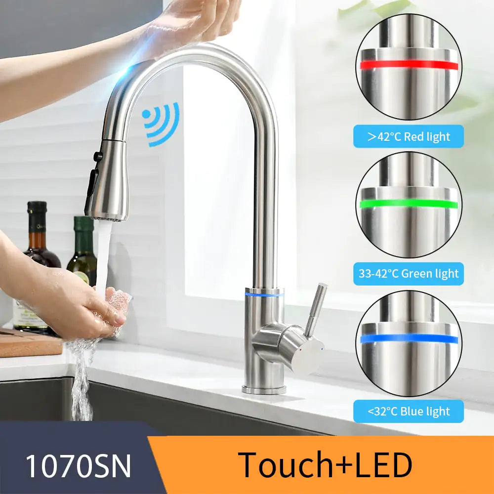 Eco-friendly smart touch faucet, reducing water waste and enhancing kitchen efficiency