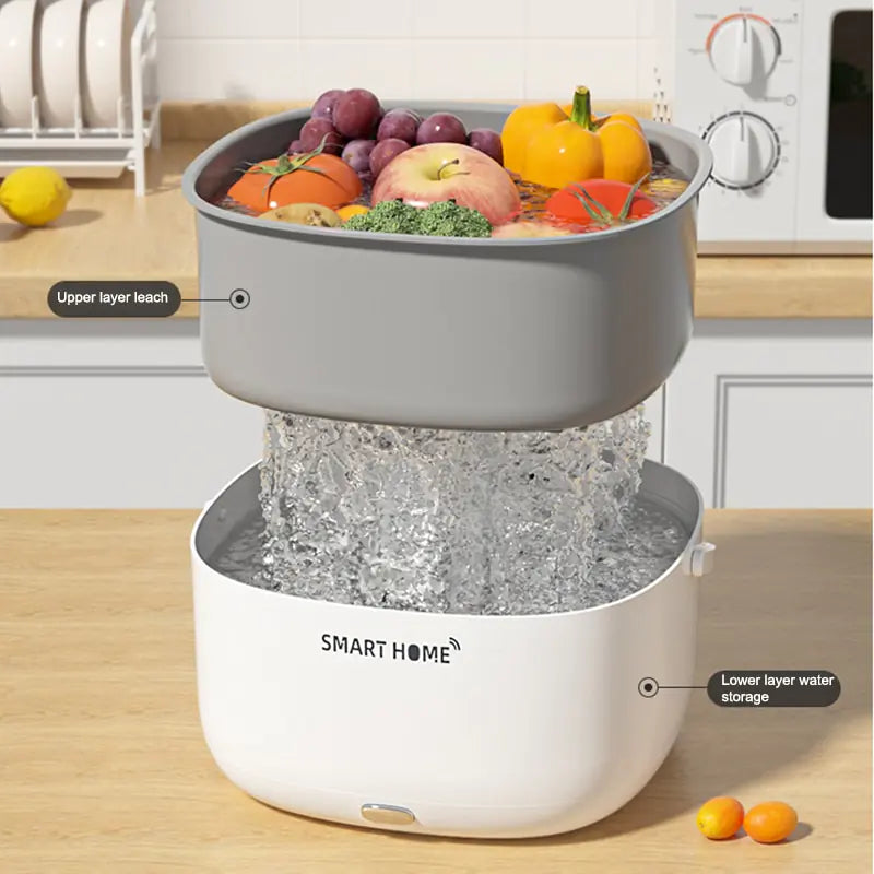 Healthy food preparation with an electric washing machine for fruits ad vegetables