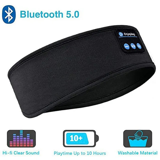 Bluetooth Headband with Noise Cancelling Earbuds and Eye Mask for Relaxation