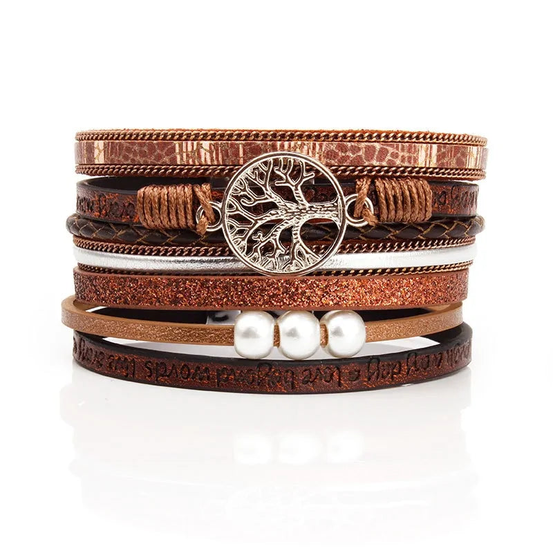 Lightweight summer leather bracelet with pearl charms perfect for vacations and outings