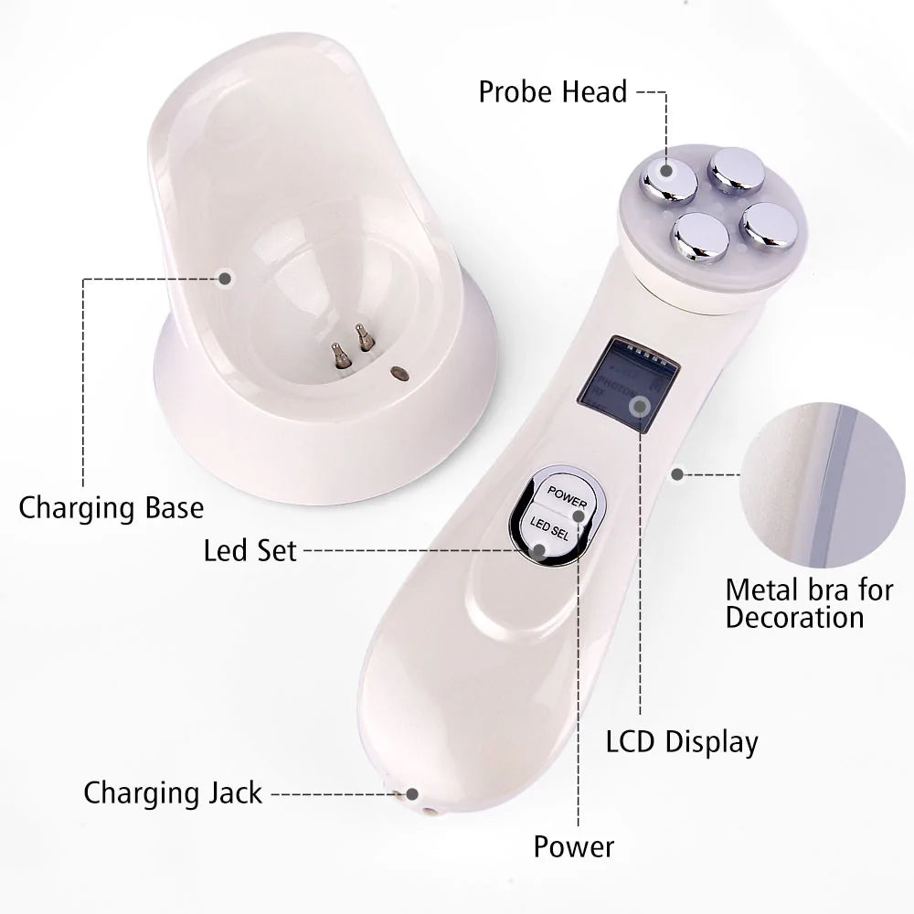 5-in-1 LED skin tightening beauty deice for facial rejuvenation