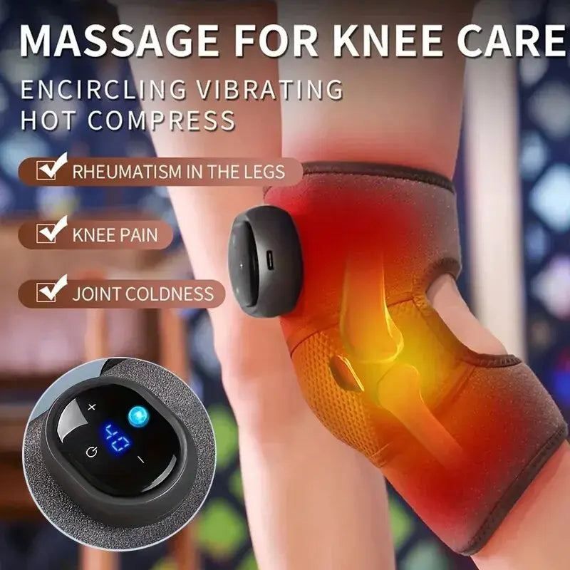 Adjustable knee massager pad, offering warmth and vibration for joint comfort and mobility