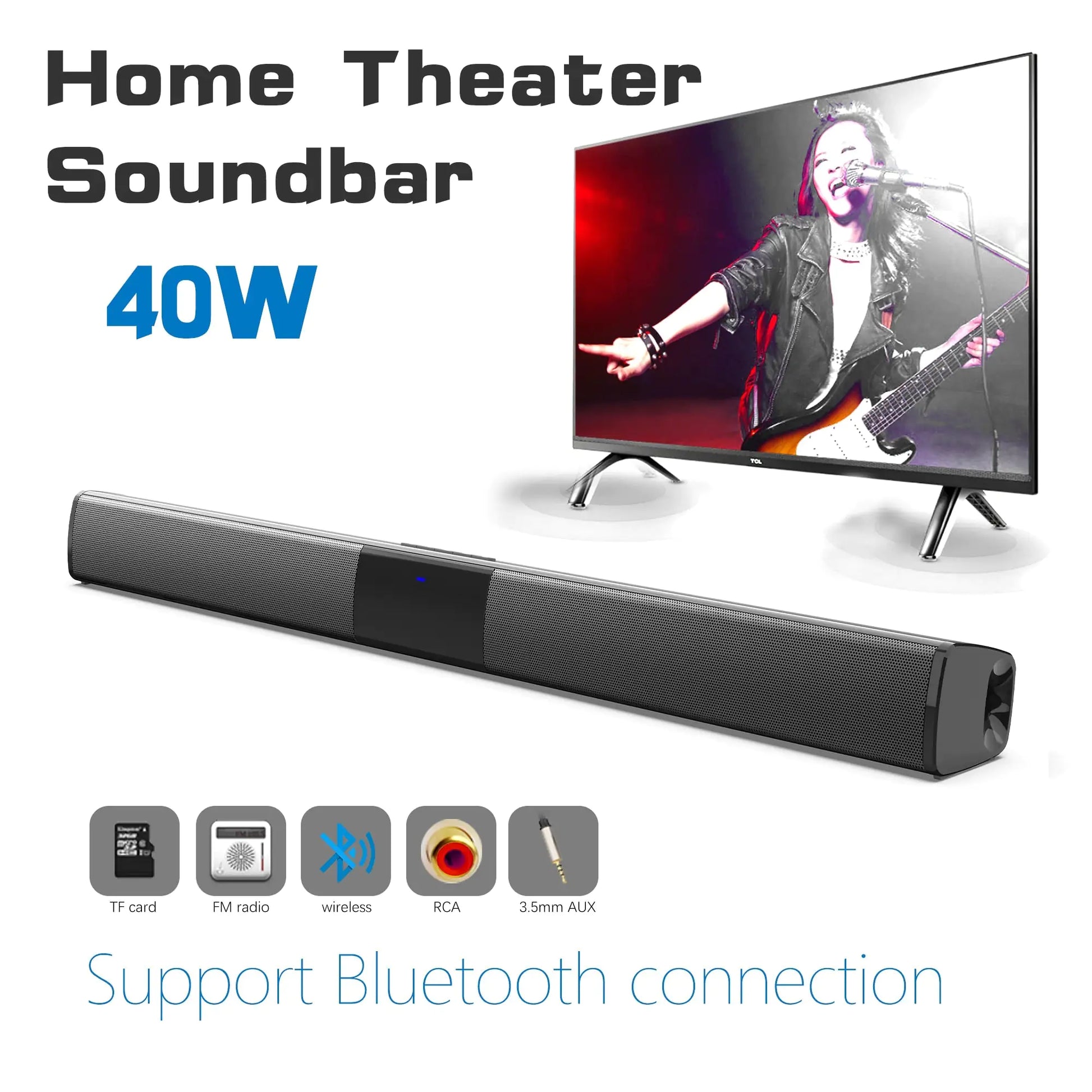 Slime and powerful home theater sound bar, perfect for rich, room filling sound