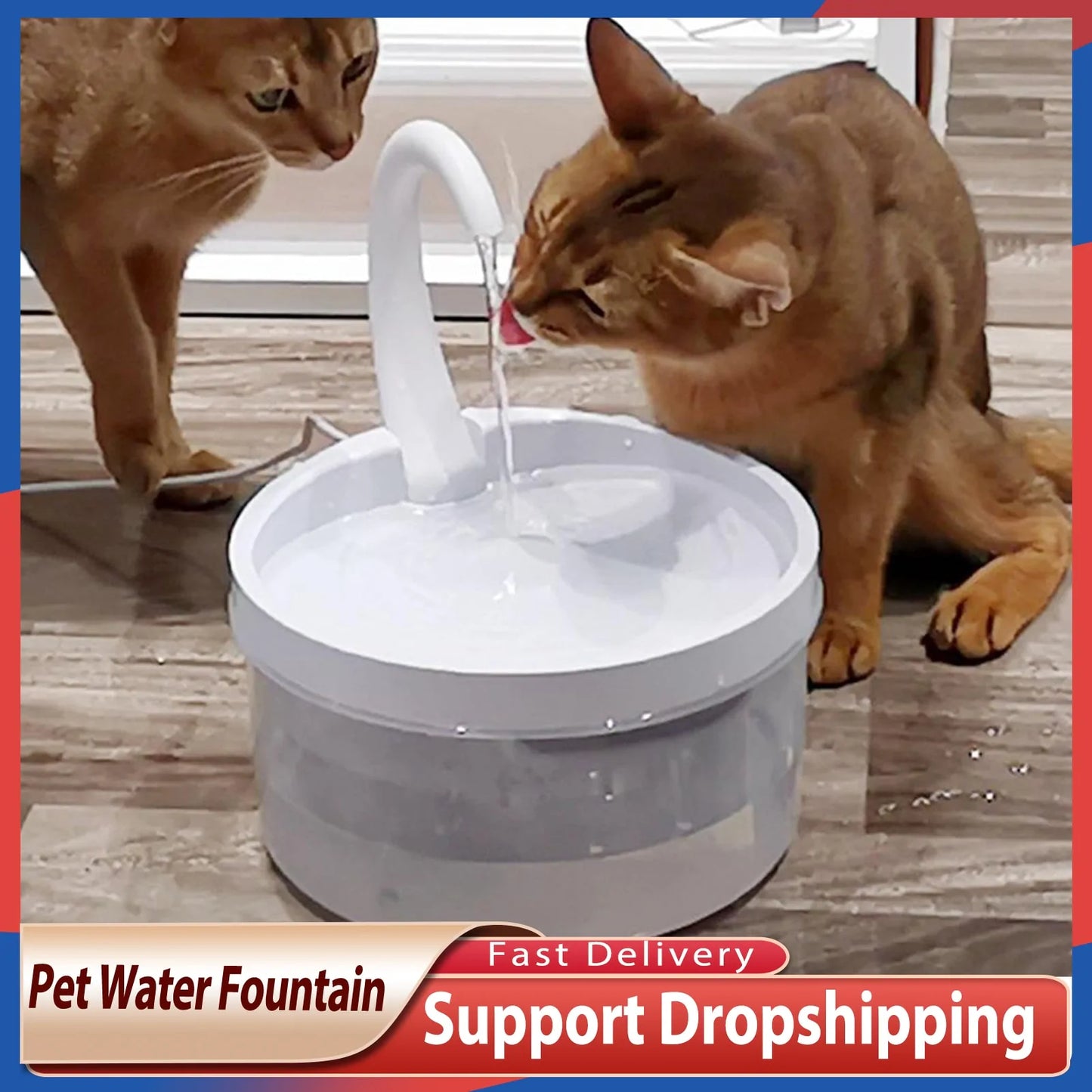 Automatic Pet water fountain provides fresh, flowing water for pets all day