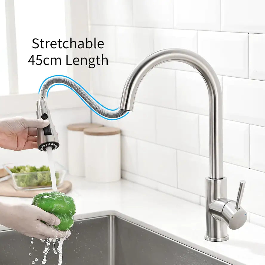 High-tech smart touch faucet for kitchens, designed for seamless water flow control