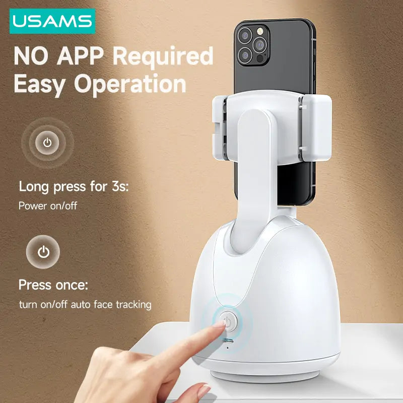 Adjustable smart phone holder with AI-powered face tracking or stable filming