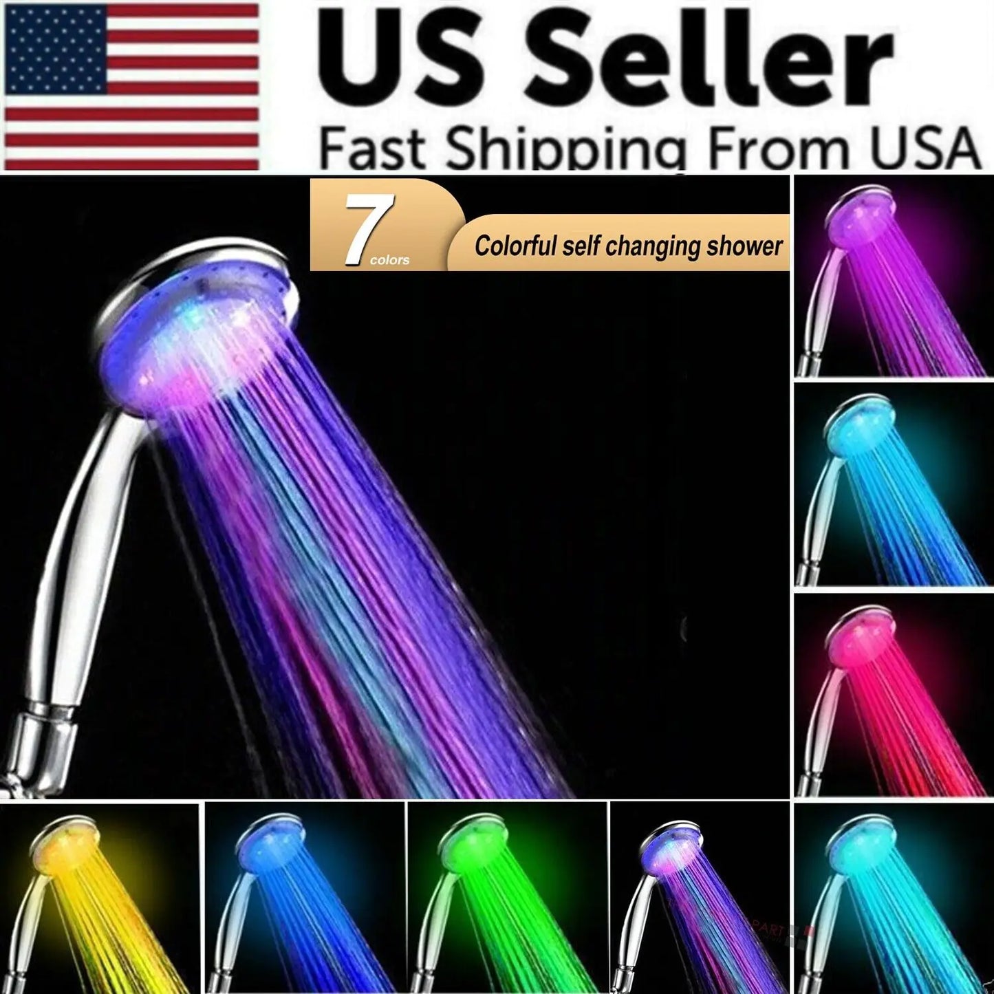 Handheld 7-color LED changing shower head for a luxurious bathing experience