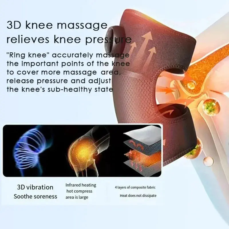 Rechargeable knee massager pad, providing targeted heat and massage therapy