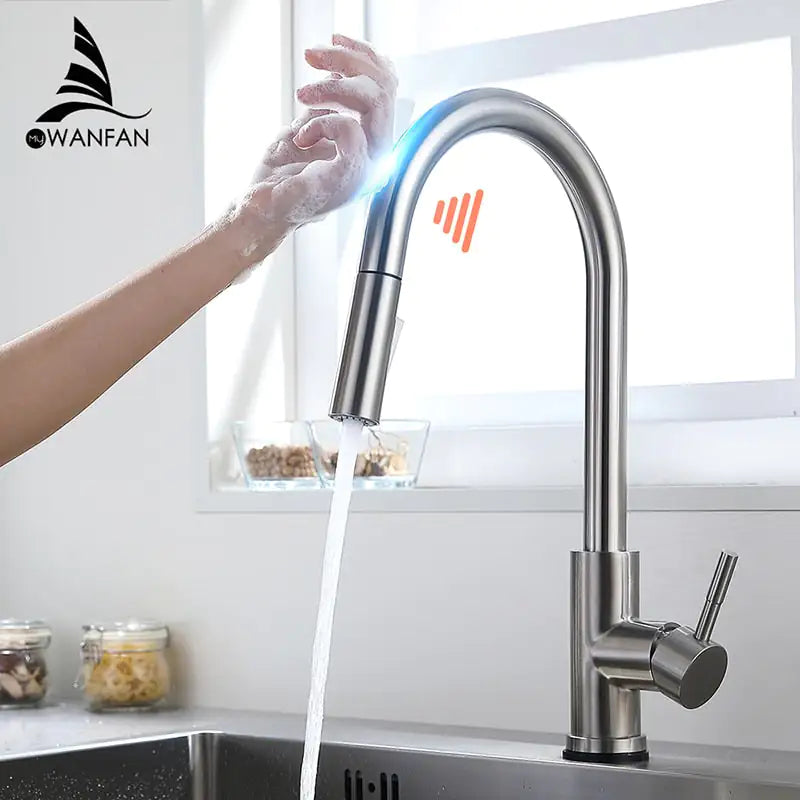 Water-saving smart touch faucet, perfect for reducing water usage in the kitchen