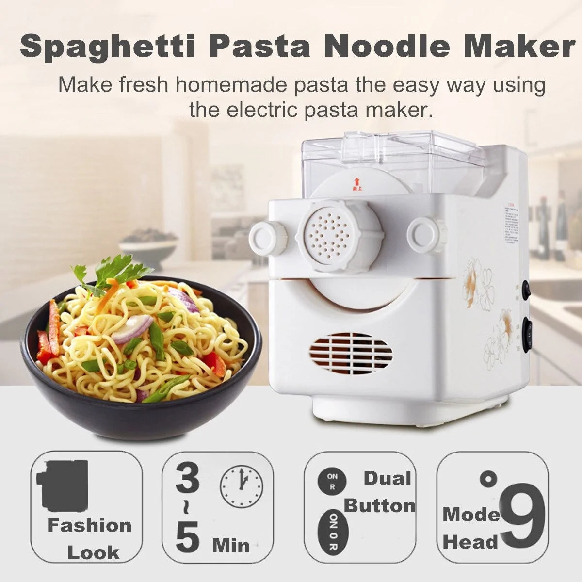 High- performance electric pasta machine, perfect for home made fresh pasta