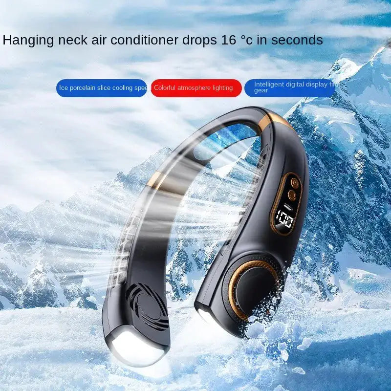 Lightweight neck fan with LED lights for stylish and effective cooling